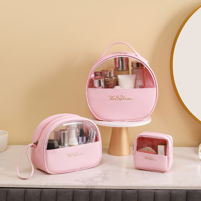 Wholesale PU Semi-circle Waterproof Cosmetic Bag Portable Storage Bag